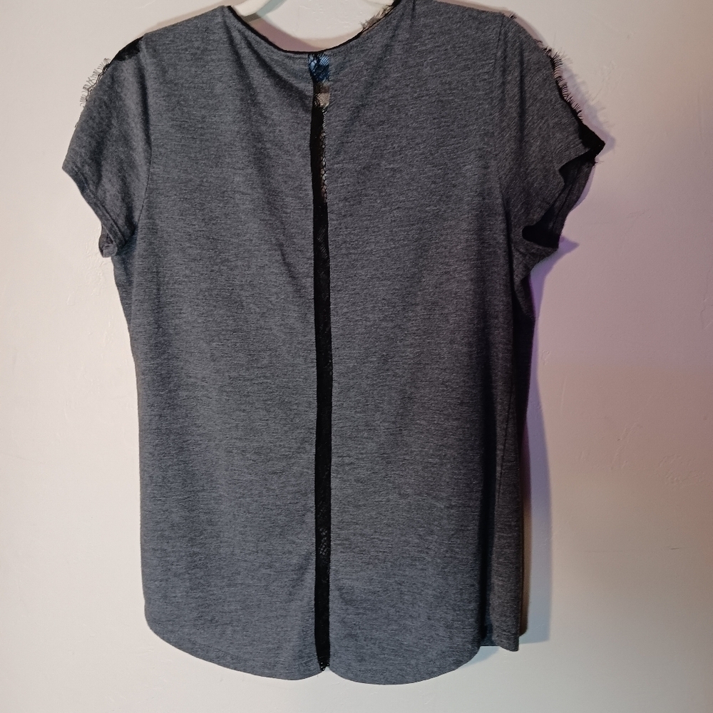 Simply Vera grey black lace top sz L - Picture 4 of 4